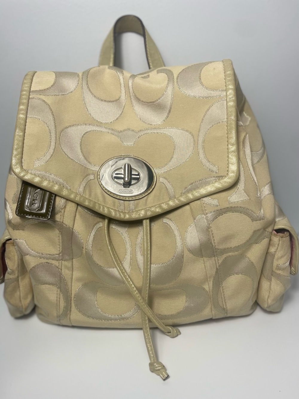 Coach Poppy Signature Sateen Lurex Backpack Y2K